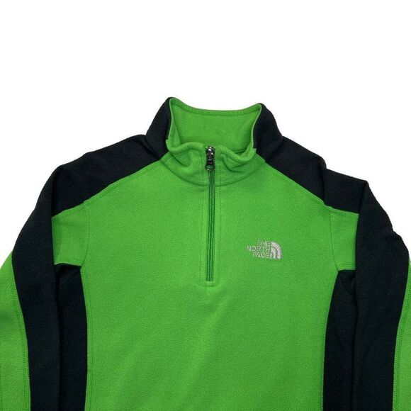 The North Face 1/4 Zip Sweater Boy's Size Small Green Glacier Fleece Pullover - Picture 3 of 11